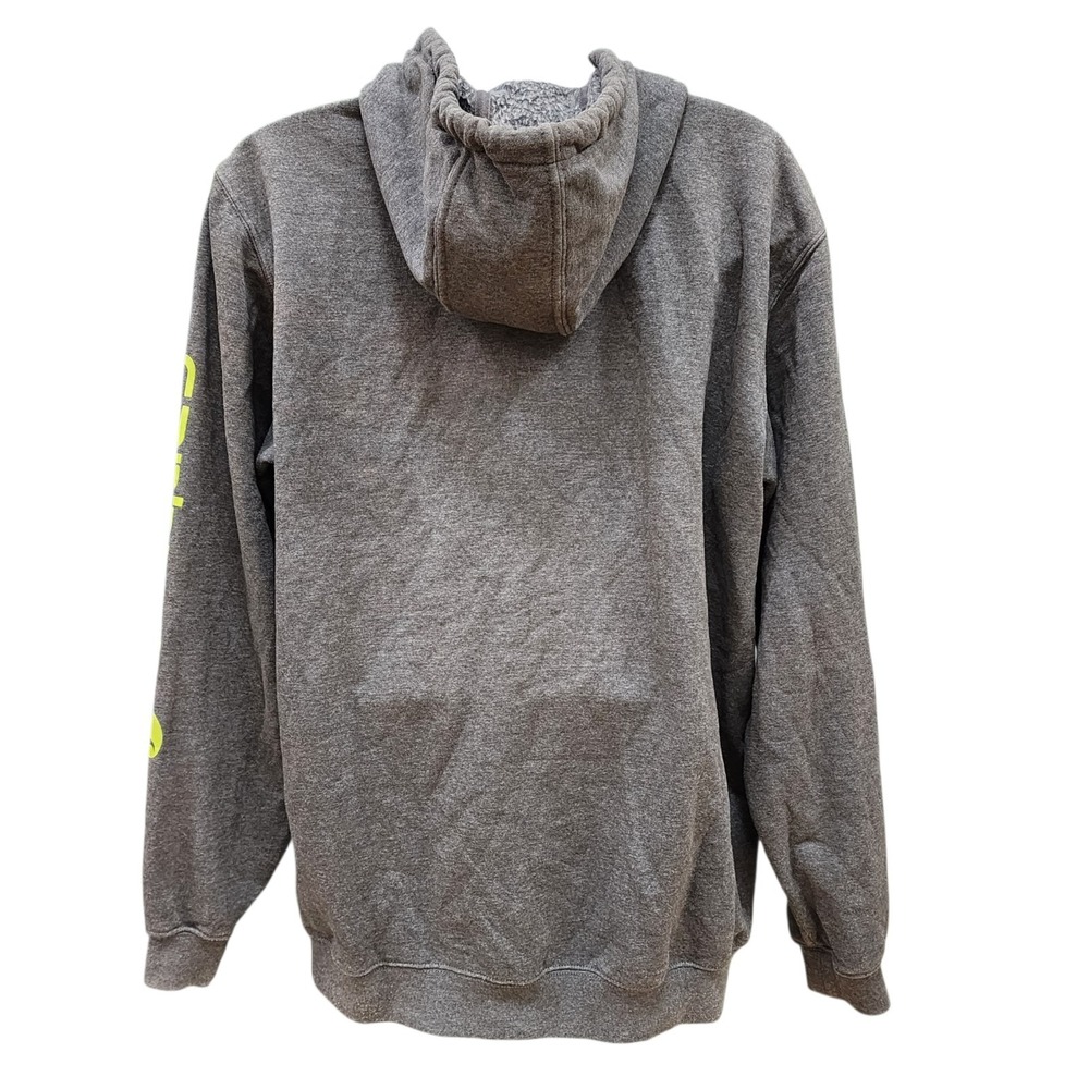 Carhartt Hoodie Gray Loose Fit Men's Large Tall Logo Sleeve Sweatshirt Pullover - Picture 3 of 9